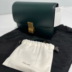 100% Authentication Brand New Celine Bag With Tag Comes With Dust Bag Rectangular Shoulder Bag For Business With Original Box, Rectangular Office Satchel, Green Shoulder Bag With Original Box For Travel, High-end Formal Satchel, Formal Flap Shoulder Bag With Original Box, Modern Office Bag With Original Box, Timeless Everyday Bag, Designer Green Box Bag For Formal Occasions, Classic Green Box Bag For Formal Occasion