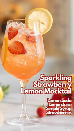 Sparkling Strawberry Lemon Mocktail Christmas Mocktail Recipes, Cocktail Cards, Christmas Mocktails, Christmas Drinks Alcohol