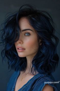 Dark Blue Violet Hair, Very Dark Blue Hair, Blue In Brown Hair, Dark Blue Hair Ombre, Sapphire Hair Color, Dark Brown Hair With Blue, Deep Blue Hair, Indigo Hair Color, Black Blue Hair