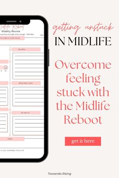 Discover the ultimate Midlife Reboot Checklist designed for women seeking transformation, joy, and purpose in midlife. This empowering guide is filled with actionable steps, creative sparks, and meaningful connection strategies to help you navigate the complexities of midlife. Whether you're looking to reignite your passions, build deeper relationships, or find daily happiness, our checklist offers the tools and inspiration you need. Perfect for any woman ready to embrace change, pursue personal growth, and celebrate life's second act with confidence and enthusiasm. Dive into a community of like-minded individuals and start your journey towards a more fulfilled and vibrant life. Getting Unstuck