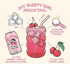 Iced Drinks Recipes, Homemade Cookbook, Sleepy Girl, Drink Recipes Nonalcoholic, Refreshing Drinks Recipes, Christmas Homescreen, Cherry Juice, Starbucks Recipes, Healthy Drinks Recipes