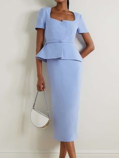 Affordable price buy Two-Piece Sets on Fehaute, SPU: 4AHMTW662472, Color: Light Blue, Accessories:Belt, Thickness:Regular. Top With Skirt, Plain Shorts, Blue Accessories, Blue Square, Suit Set, Workout Accessories, Two Piece Sets, Color Light, Square Neck