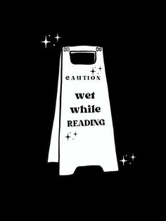 a white bag with the words caution wet while reading written on it in black and white