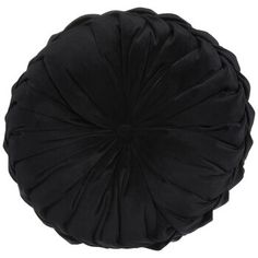 a black round pillow on a white background