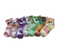 Youth Tie Dye Nike Socks | Quarter or Crew Socks | Kids Nike Socks | Hand Dyed Socks | Tie Dye Socks | Neutral or Bright Color Socks | Kids PRODUCT DETAILS *Tie dyed nike socks youth quarter. *Your choice of the color. *Your choice of quarter or crew. MATERIALS *Cotton, Polyester, Nylon, Spandex HOW TO CARE *Handwash or throw in wash alone after first use. *Then, continue to wash with similar colors (do not wash with whites). *If color red or pink is present please wash alone two additional time Kids Nike Socks, Dyed Nike Socks, Dyed Socks, Color Socks, Tie Dye Socks, Nike Socks, Tie And Dye, Athletic Socks, Colorful Socks