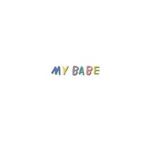 the word'my babe'written in multicolored letters against a white background