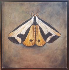 a painting of a yellow and black moth