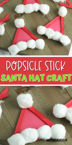 this popsicle stick santa hat craft is so cute and easy to make it's perfect for christmas