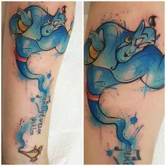 two pictures of the same tattoo on one arm and another with an elephant in it