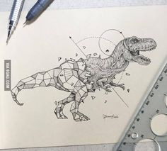 a drawing of a dinosaur with geometric shapes