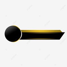 a black and gold striped banner with a round button on the corner, logo, illustration png and psd