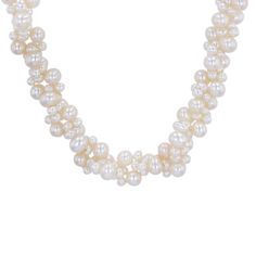 This stunning necklace is crafted with freshwater pearls ranging from 3.0-5.5 millimeters in a cluster design. Measuring 18 inches, it includes a 14 karat gold clasp. Pearl Bar Necklace, Pearl Cross Necklace, Pearl Cluster Necklace, Tahitian Pearl Pendant, Diamonds Direct, Cluster Design, Cultured Pearl Necklace, Pearl Cluster, Cluster Necklace