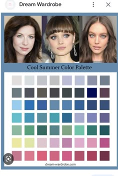 Color Analysis Summer, Summer Skin Tone, Cool Summer Palette, Soft Summer Palette, Soft Summer Color Palette, Dark Summer, Soft Summer Colors, Winter Typ, Cold Summer