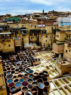 an aerial view of the city with lots of windows