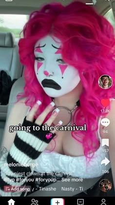 Face Paint Reference, Pink Juggalo Makeup, Unique Clown Makeup, Juggalo Makeup Faces Reference, Circus Baby Makeup, 2020 Alt Makeup, Icp Clown Makeup, Extreme Makeup Looks, Hot Clown Makeup