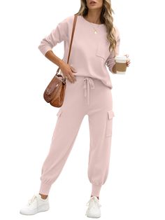 Lounging Outfits For Women, Matching Comfy Set, Best Amazon Two Piece Sets, Women’s Athleisure 2024, Womens Tracksuit, Joggers Women, Exercise Clothes For Women, Style Women, Travel Wear For Women