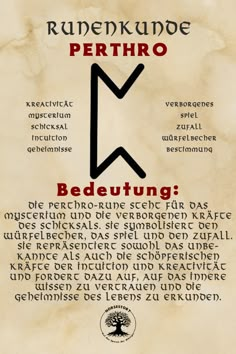 an old poster with the words bedeuting written in black and red on it