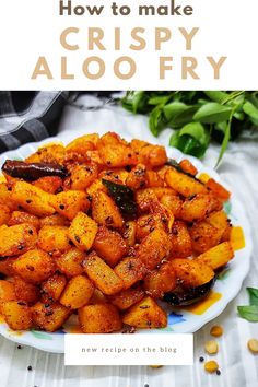 how to make crispy aloo fry recipe on the table with text overlay