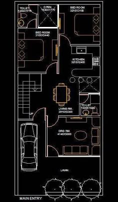 the floor plan for an apartment with two car spaces