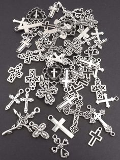 50pcs/Pack Random Mixed Zinc Alloy Antique Carved Cross Pendant For Diy Necklace, Bracelet, Jewelry Making Accessories Antique Silver    Zinc Alloy     Jewelry Making, size features are:Bust: ,Length: ,Sleeve Length: Making Accessories, Jewelry Making Charms, Bracelet Jewelry, Watches Jewelry, Diy Necklace, Necklace Bracelet, Charm Jewelry, Cross Pendant, Zinc Alloy