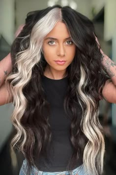 new hairstyle 2023,haircut,2023 haircut trends female,bob haircut,hairstyle 2023,hair color 2023,hairstyle 2023 women,haircuts 2023 female,haircut for girls,hair trends 2023,hair trends 2023,hair color ideas 2023,hair color ideas 2023,hair trends Dye Hair Black, Split Dye Hair, Color Block Hair, Half And Half Hair, Black And White Hair, Split Dye, Split Dyed Hair, Peekaboo Hair, New Hair Ideas