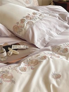 Luxury Embroidered Rose Egyptian Cotton Bedding Set | Yedwo Home