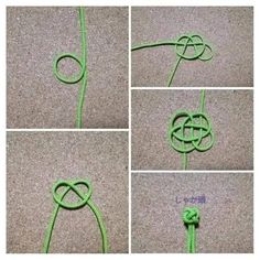 four pictures showing how to make an ornament in the shape of a flower