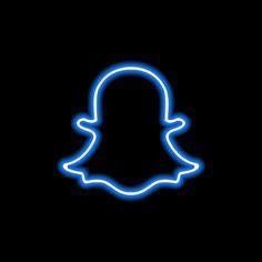 a neon blue snap icon on a black background