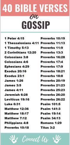 the ten bible verses on gossap, which are printed in pink and blue