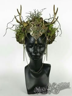 Swamp Witch Headdress, Norse Headpiece, Earth Headpiece, Antler Crown Headpieces, Druid Headpiece, Mother Nature Crown, Nature Headdress, Antlers Headpiece