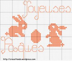 a cross stitch pattern with an orange bunny and the words fauvelles on it