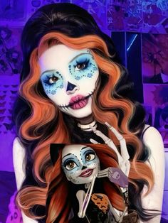 #monsterhigh Makeup Character Ideas, Monster High Halloween Makeup, Moster High Cosplays, Monster High Hair Inspiration, Funny Costumes For Kids, Monster High Inspired Makeup, Funny Costumes For Couples, Monster High Makeup Looks, Funny Costumes Halloween