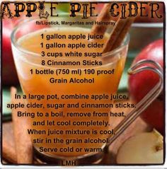 an apple cider recipe in a glass with cinnamon sticks