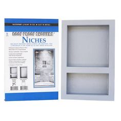 an open box with the front and back sides cut out to look like niches