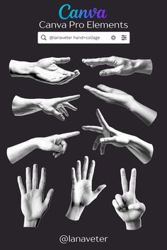 several hands are shown with different gestures