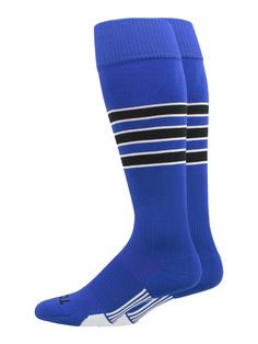 PRICES MAY VARY. PERFECT BASEBALL or SOFTBALL SOCKS: MadSportsStuff created world class baseball socks in a classic 3 stripe design with a featheredge in an over the calf length. These baseball socks are offered in classic team colors and are sure to be a hit with your favorite baseball or softball player! These are also an excellent choice for team socks. ACCURATE SIZING: MadSportsStuff Sock Size: Small - Youth Shoe Size 12-5, Medium - Womens Shoe Size 5-10 Mens Shoe Size 5-9, Large - Womens Sh Blue Anti-odor Sports Socks, Blue Anti-odor Sporty Socks, Blue Casual Training Socks, Casual Blue Training Socks, Blue Sports Socks, Breathable Sports Socks For Sports Season, Casual Black Socks For Sports Events, Comfortable Blue Training Socks, Casual Blue Socks For Sports Events