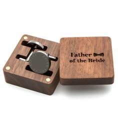 PRICES MAY VARY. This listing is for a pair of engraved "Father of the Bride" gunmetal cufflinks, measures 20mm & is made of high-grade stainless steel in gunmetal color. It is beautifully packaged in a sleek engraved "Father of the Bride" wooden gift box. The engraved premium walnut wood box measures approximately 1.5 x 1.5 x 1 inch with 4 magnetic discs to keep the lid secure and the cufflinks from falling. Undoubtedly a memorable keepsake for the groom on his special day and indeed a gift he Mens Formal Attire, Bride Shoe, Father Of Bride, Wood Gift Box, Engraved Cufflinks, Wedding Day Gifts, Wooden Gift Boxes, Presents For Men, Cufflinks Wedding