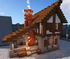 Minecraft Kale, Ashanti 2000's, Chalet Minecraft, Medieval Blacksmith, Ashanti Empire, Construction Minecraft, Minecraft Houses Survival