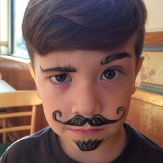 Moustache Face Paint, Face Paint Moustache, Mustache Face Paint, Diy Mustache For Face For Kids, Simple Facepainting Ideas Easy For Kids, Easy Kid Face Painting Ideas, Face Painting Ideas For Kids Boys, Circus Face Paint, Face Paint For Boys