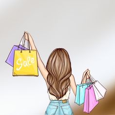 a woman holding shopping bags with the word sale written on it and her arms in the air