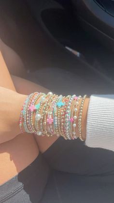 Cute Bracelet Stacks, Enewton Bracelet, Bead Bracelets Ideas, Pretty Stacks, Bracelet Stack Ideas