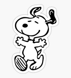 a black and white sticker of a cartoon dog with a pipe in its mouth