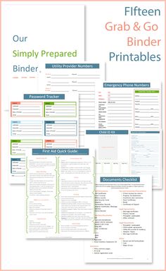 Fantastic emergency binder printables with very complete information. Things I hadnt thought of or seen anywhere else are on this list. Grab And Go Binder, Emergency Binder Printables, Camping Food Checklist, Food Checklist, Family Emergency Binder, Emergency Prepardness