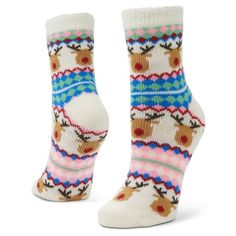 Airplus 2024 Double Layer Crew Sock Reindeer Fair Isle, woman's 5-10. Experience the luxury of double-layered comfort with the Airplus Double Layer Crew Sock. The inner layer provides a soft cushion for your feet, while the outer layer offers durability and support, making them perfect for all-day wear. Make a bold statement with the eye-catching Multicolor pattern. Whether you're heading to work, running errands, or going for a casual outing, these socks add a touch of style to your ensemble. Designed specifically for women, these socks offer a perfect fit for sizes 5-10. The stretchable fabric ensures a snug fit, providing maximum comfort and preventing slipping during wear. Stay fresh and dry throughout the day. These socks are crafted from breathable materials that allow air circulatio Comfortable Fair Isle Pattern Winter Socks, Winter Novelty Cotton Socks, Christmas. Womens Socks, Comfortable Multicolor Non-slip Socks, Socks And Hosiery, Double Layer, Fair Isle, Socks Women, Hosiery