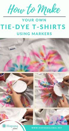 how to make tie - dye t - shirts using markers and paper plates with text overlay