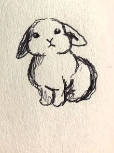 a black and white drawing of a rabbit