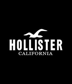 a black and white logo with the words hollister california on it's side