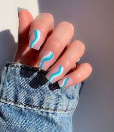 Swirl Nails for Summer Nails Ideas Short Nail Design Simple Acrylic Nails, Short Square Acrylic Nails, Almond Acrylic Nails, Cute Gel Nails, Acrylic Nails Coffin Short, Summer Acrylic Nails, Short Acrylic Nails Designs, Square Acrylic Nails, Short Acrylic Nails