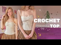 two women in dresses standing next to each other with the caption crochet coquette top