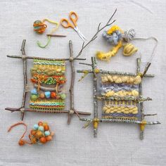 there are many different items on the table that you can use to make something out of yarn